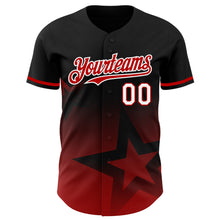 Load image into Gallery viewer, Custom Black Red-White 3D Pattern Design Gradient Style Twinkle Star Authentic Baseball Jersey