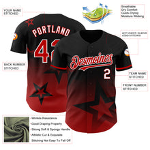 Load image into Gallery viewer, Custom Black Red-White 3D Pattern Design Gradient Style Twinkle Star Authentic Baseball Jersey
