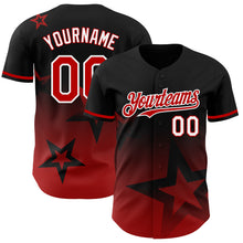 Load image into Gallery viewer, Custom Black Red-White 3D Pattern Design Gradient Style Twinkle Star Authentic Baseball Jersey