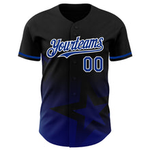 Load image into Gallery viewer, Custom Black Royal-White 3D Pattern Design Gradient Style Twinkle Star Authentic Baseball Jersey