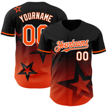 Load image into Gallery viewer, Custom Black Orange-White 3D Pattern Design Gradient Style Twinkle Star Authentic Baseball Jersey