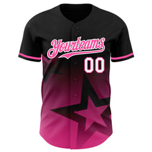 Load image into Gallery viewer, Custom Black Pink-White 3D Pattern Design Gradient Style Twinkle Star Authentic Baseball Jersey