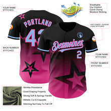 Load image into Gallery viewer, Custom Black Light Blue-Pink 3D Pattern Design Gradient Style Twinkle Star Authentic Baseball Jersey