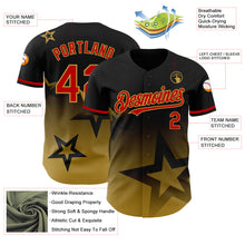 Load image into Gallery viewer, Custom Black Red Old Gold 3D Pattern Design Gradient Style Twinkle Star Authentic Baseball Jersey