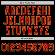 Load image into Gallery viewer, Custom Black Red Old Gold 3D Pattern Design Gradient Style Twinkle Star Authentic Baseball Jersey