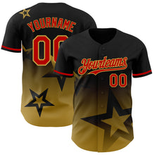 Load image into Gallery viewer, Custom Black Red Old Gold 3D Pattern Design Gradient Style Twinkle Star Authentic Baseball Jersey