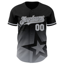 Load image into Gallery viewer, Custom Black Gray-White 3D Pattern Design Gradient Style Twinkle Star Authentic Baseball Jersey