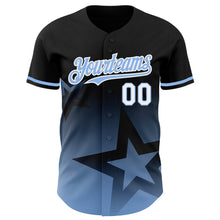 Load image into Gallery viewer, Custom Black Light Blue-White 3D Pattern Design Gradient Style Twinkle Star Authentic Baseball Jersey