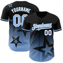 Load image into Gallery viewer, Custom Black Light Blue-White 3D Pattern Design Gradient Style Twinkle Star Authentic Baseball Jersey