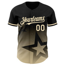 Load image into Gallery viewer, Custom Black Cream 3D Pattern Design Gradient Style Twinkle Star Authentic Baseball Jersey