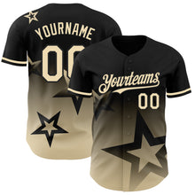 Load image into Gallery viewer, Custom Black Cream 3D Pattern Design Gradient Style Twinkle Star Authentic Baseball Jersey