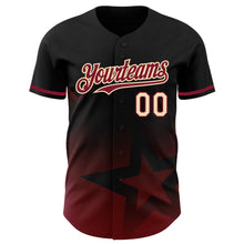 Load image into Gallery viewer, Custom Black Crimson-Cream 3D Pattern Design Gradient Style Twinkle Star Authentic Baseball Jersey