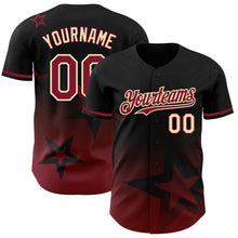 Load image into Gallery viewer, Custom Black Crimson-Cream 3D Pattern Design Gradient Style Twinkle Star Authentic Baseball Jersey