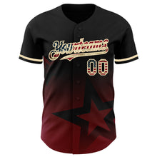 Load image into Gallery viewer, Custom Black Vintage USA Flag Red-Cream 3D Pattern Design Gradient Style Twinkle Star Authentic Baseball Jersey