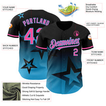 Load image into Gallery viewer, Custom Black Pink-Sky Blue 3D Pattern Design Gradient Style Twinkle Star Authentic Baseball Jersey