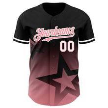 Load image into Gallery viewer, Custom Black Medium Pink-White 3D Pattern Design Gradient Style Twinkle Star Authentic Baseball Jersey
