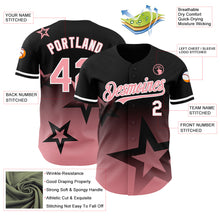 Load image into Gallery viewer, Custom Black Medium Pink-White 3D Pattern Design Gradient Style Twinkle Star Authentic Baseball Jersey