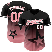 Load image into Gallery viewer, Custom Black Medium Pink-White 3D Pattern Design Gradient Style Twinkle Star Authentic Baseball Jersey