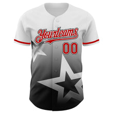 Load image into Gallery viewer, Custom White Red-Black 3D Pattern Design Gradient Style Twinkle Star Authentic Baseball Jersey