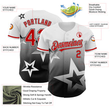 Load image into Gallery viewer, Custom White Red-Black 3D Pattern Design Gradient Style Twinkle Star Authentic Baseball Jersey