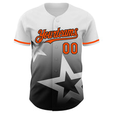 Load image into Gallery viewer, Custom White Orange-Black 3D Pattern Design Gradient Style Twinkle Star Authentic Baseball Jersey