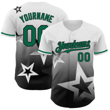Load image into Gallery viewer, Custom White Kelly Green-Black 3D Pattern Design Gradient Style Twinkle Star Authentic Baseball Jersey
