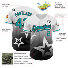 Load image into Gallery viewer, Custom White Teal-Black 3D Pattern Design Gradient Style Twinkle Star Authentic Baseball Jersey
