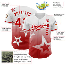 Load image into Gallery viewer, Custom White Red 3D Pattern Design Gradient Style Twinkle Star Authentic Baseball Jersey
