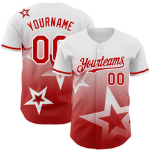 Load image into Gallery viewer, Custom White Red 3D Pattern Design Gradient Style Twinkle Star Authentic Baseball Jersey