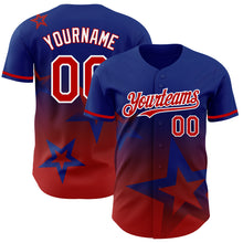 Load image into Gallery viewer, Custom Royal Red-White 3D Pattern Design Gradient Style Twinkle Star Authentic Baseball Jersey