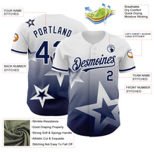 Load image into Gallery viewer, Custom White Navy 3D Pattern Design Gradient Style Twinkle Star Authentic Baseball Jersey