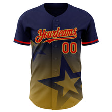 Load image into Gallery viewer, Custom Navy Red-Old Gold 3D Pattern Design Gradient Style Twinkle Star Authentic Baseball Jersey