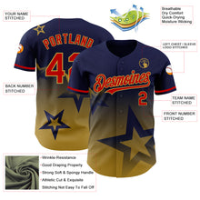 Load image into Gallery viewer, Custom Navy Red-Old Gold 3D Pattern Design Gradient Style Twinkle Star Authentic Baseball Jersey