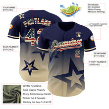 Load image into Gallery viewer, Custom Navy Vintage USA Flag-Cream 3D Pattern Design Gradient Style Twinkle Star Authentic Baseball Jersey