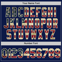 Load image into Gallery viewer, Custom Navy Vintage USA Flag-Cream 3D Pattern Design Gradient Style Twinkle Star Authentic Baseball Jersey