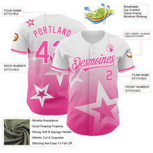 Load image into Gallery viewer, Custom White Pink 3D Pattern Design Gradient Style Twinkle Star Authentic Baseball Jersey