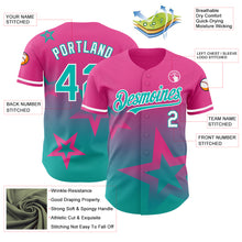 Load image into Gallery viewer, Custom Pink Aqua-White 3D Pattern Design Gradient Style Twinkle Star Authentic Baseball Jersey