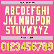 Load image into Gallery viewer, Custom Pink Neon Yellow-White 3D Pattern Design Gradient Style Twinkle Star Authentic Baseball Jersey