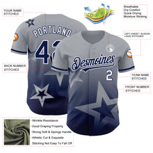 Load image into Gallery viewer, Custom Gray Navy-White 3D Pattern Design Gradient Style Twinkle Star Authentic Baseball Jersey