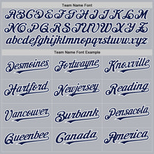 Load image into Gallery viewer, Custom Gray Navy-White 3D Pattern Design Gradient Style Twinkle Star Authentic Baseball Jersey