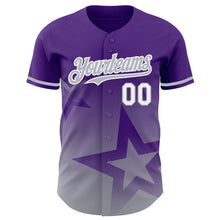 Load image into Gallery viewer, Custom Purple Gray-White 3D Pattern Design Gradient Style Twinkle Star Authentic Baseball Jersey