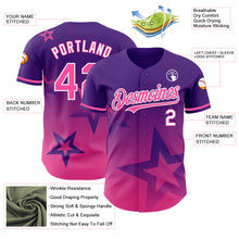 Load image into Gallery viewer, Custom Purple Pink-White 3D Pattern Design Gradient Style Twinkle Star Authentic Baseball Jersey