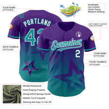 Load image into Gallery viewer, Custom Purple Teal-White 3D Pattern Design Gradient Style Twinkle Star Authentic Baseball Jersey