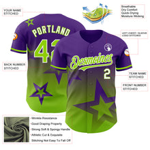 Load image into Gallery viewer, Custom Purple Neon Green-White 3D Pattern Design Gradient Style Twinkle Star Authentic Baseball Jersey