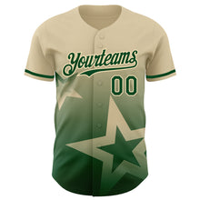 Load image into Gallery viewer, Custom Cream Green 3D Pattern Design Gradient Style Twinkle Star Authentic Baseball Jersey