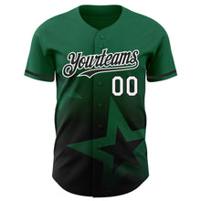 Load image into Gallery viewer, Custom Kelly Green Black-White 3D Pattern Design Gradient Style Twinkle Star Authentic Baseball Jersey