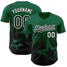 Load image into Gallery viewer, Custom Kelly Green Black-White 3D Pattern Design Gradient Style Twinkle Star Authentic Baseball Jersey