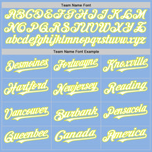 Load image into Gallery viewer, Custom Light Blue White-Neon Yellow 3D Pattern Design Gradient Style Twinkle Star Authentic Baseball Jersey