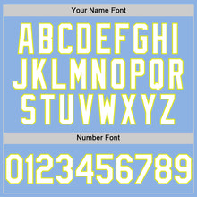 Load image into Gallery viewer, Custom Light Blue White-Neon Yellow 3D Pattern Design Gradient Style Twinkle Star Authentic Baseball Jersey