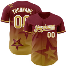 Load image into Gallery viewer, Custom Crimson Old Gold-White 3D Pattern Design Gradient Style Twinkle Star Authentic Baseball Jersey